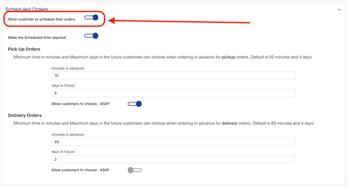 SOO Scheduled Orders section enable schedueld orders