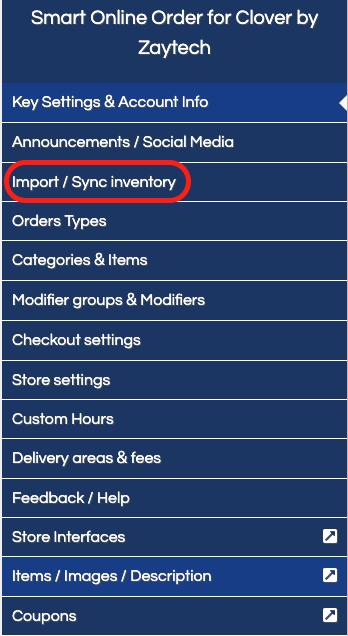 SOO menu choose import sync