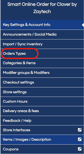 SOO menu order types
