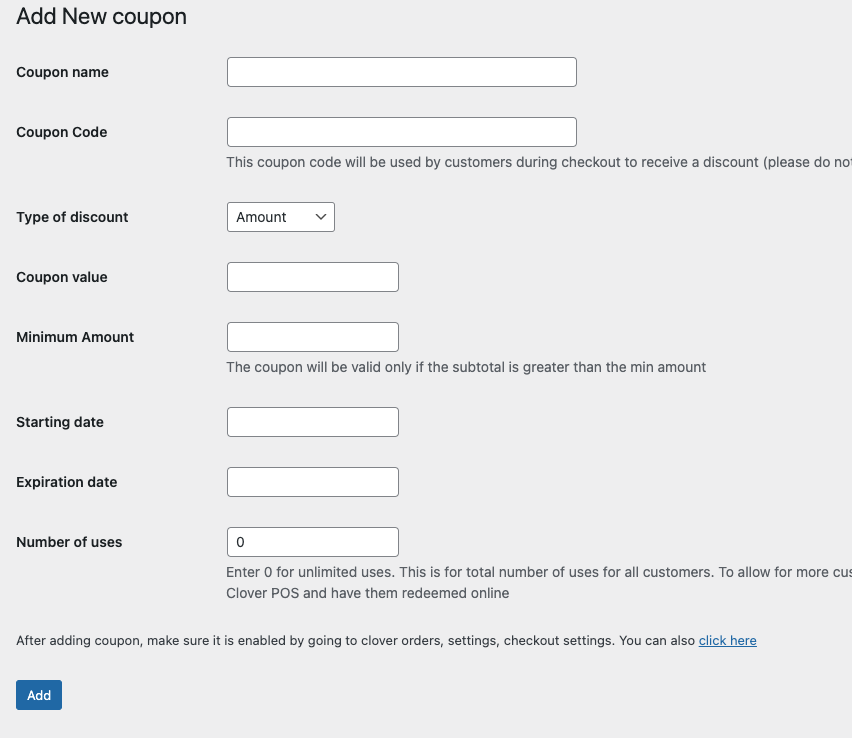 Coupon Codes with your Smart Online Order page.