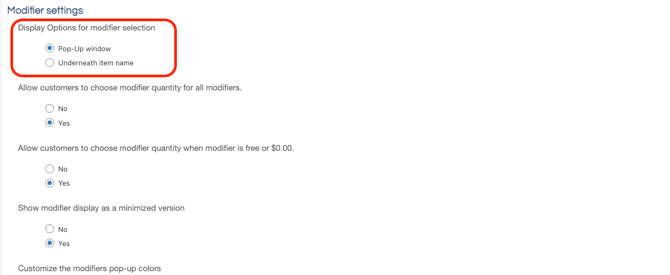 Soo modfiers settings display settings